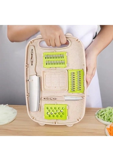 Dancemonkey Bej Katlanır Ev Kesme Tahtası, 9'u 1, Pratik Tasarım Fonksiyonel Bej