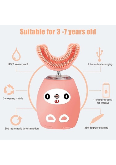 U Şekilli Elektrikli Diş Fırçası, Çocuklar İçin Otomatik Zamanlayıcılı Diş Fırçası, Ultrasonik Otomatik Diş Fırçaları