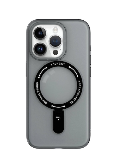 İphone 15 Pro Max Uyumlu Kılıf Magsafe Şarj Özellikli Youngkit Rock Serisi Kapak Beyaz