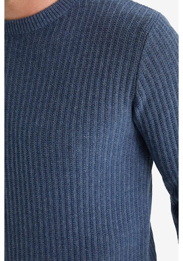 Defacto Standart Fit Bisiklet Yaka Basic Dokulu Triko Kazak E0811ax25wnın34 İndigo