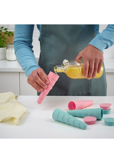 4 Adet Dondurma Kalıbı,meridyendukkan Pembe-turkuaz Renk 16 Cm, 4 Adet Silikon Kauçuk