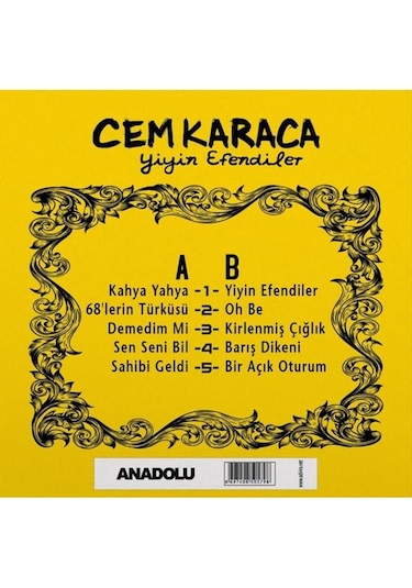 Cem Karaca - Yiyin Efendiler Plak