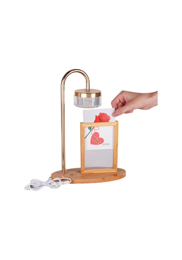 Kişiye Özel Ahşap Dekoratif Fotoğraflı Masa Lambası Renkli