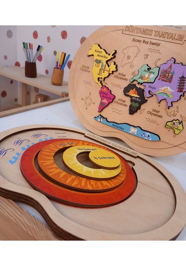 Dünyanın Yapısı Katmanlar Ve Kıtalar Boyanabilir 3 Boyutlu Yapboz