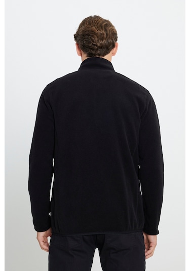 AC&Co / Altınyıldız Classics 4A5221100014SYH3XL Standart Fit Fermuarlı Bato Yaka Polar Erkek Ceket Siyah