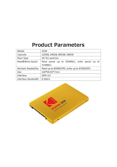 Kodak X100 Katı Hal Sürücüsü Ssd Sata Iıı 120 Gb Yüksek Hız Pc Dizüstü Bilgisayar İçin