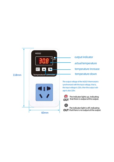 Lemestar Sıcaklık Kontrol Cihazı - Akıllı Sayısal Gösterge, -50 120 C Aralığı, 1500w Çıkış, Duvar Tipi, Avrupa/abd Şarj Aleti Seçeneği