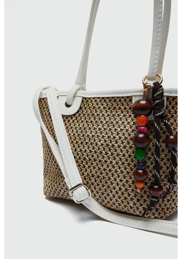 Roen Hasır Omuz Çantası Beyaz Beyaz