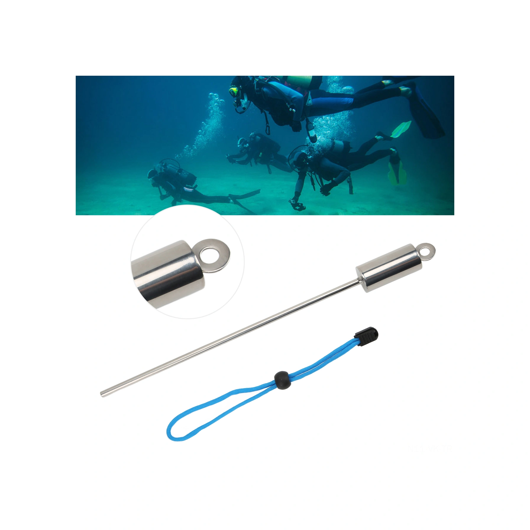 Vkemall Stainless Steel Su Altı Dalış Çubuğu 30cm - Ölçülü, Sesli, El Teli İle Pembe - Derin Deniz Gözlem Aracı Pembe