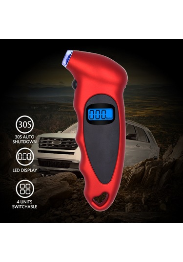 Led Dijital Lastik Basınç Ölçer 0-150 Psı 4 Ünite Değiştirilebilir El Tipi Elektrikli Hassas Ağır Hizmet