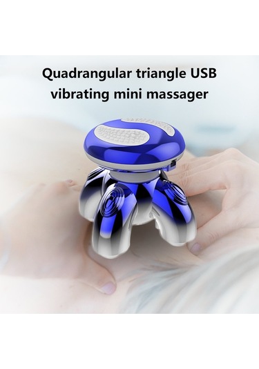 Dört Köşeli Üçgen Usb Elektrikli Titreşim Küçük Şarjlı Işıklı Masaj Cihazı - Safir Mavi