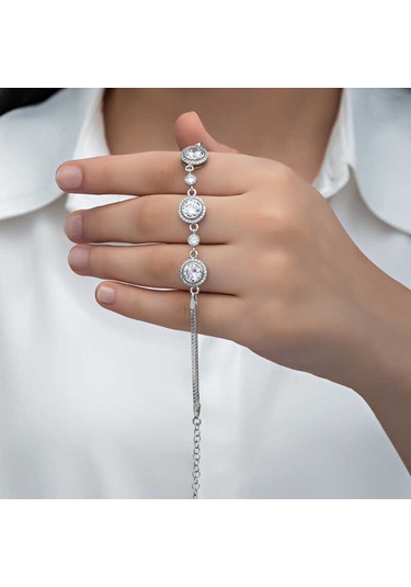 Gümüş Tektaş Kadın Bileklik Gümüş