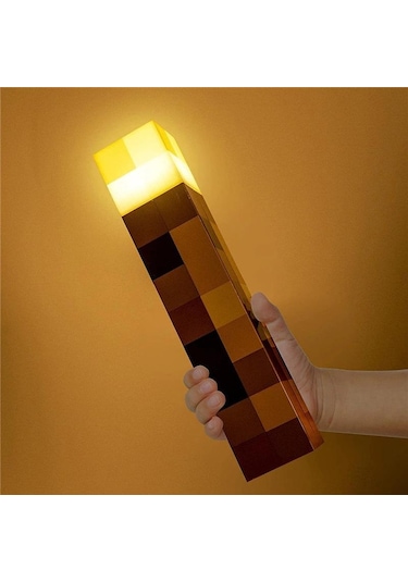 Minecraft Meşale Madenci Gece Led Gece Işığı Kahverengi