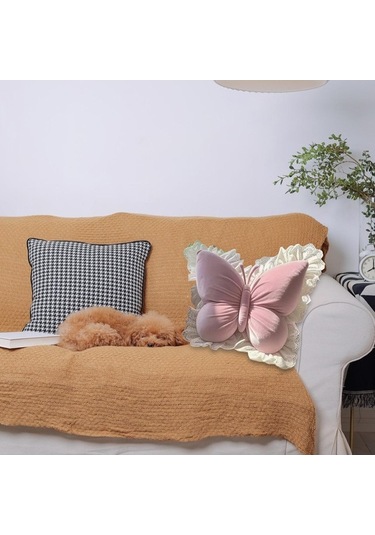 Fastbuy Suntek Kelebek Şekilli Yastık, El Sanatları Kanepe Minderi, İç Pembe Pembe