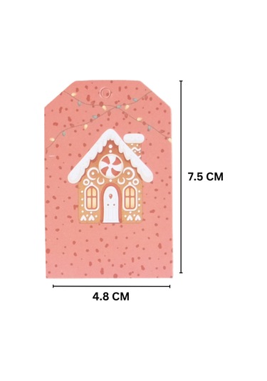 Yılbaşı Ev Temalı Hediye Etiketi, Yeniyıl, Noel Delikli Paketleme