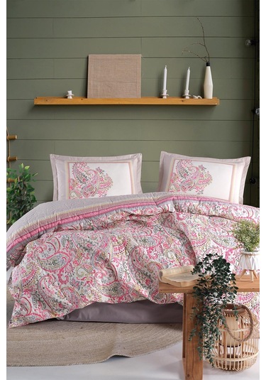 Clasy Ranforce %100 Pamuk Çift Kişilik Dört Mevsim Set Luga V1 Pembe