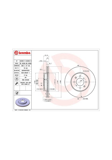 Honda Jazz Ön Fren Diski 262 Mm 2009-2015 Brembo