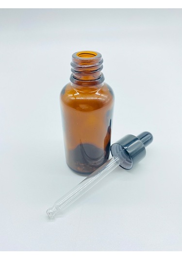 Şişe Dükkanı Siyah Metal Kapak Top Uç Damlalıklı Cam Amber Şişe 10 x 30 ML