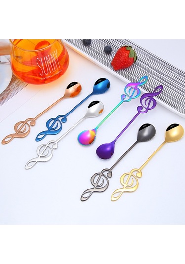 2 Adet Yaratıcı Nota Kahve Karıştırma Kaşığı Çok renkli