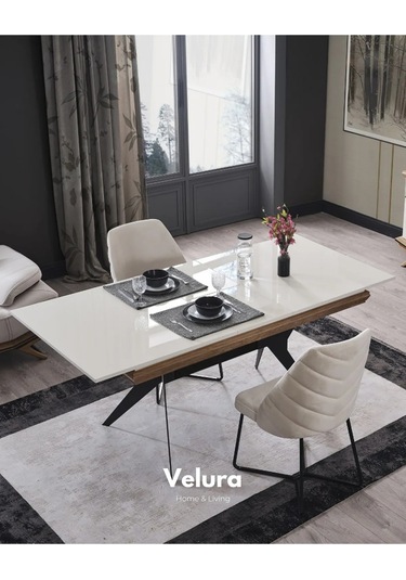 Elize Yemek Odası Takımı Yemek Masası + 4 Adet Sandalye Beyaz