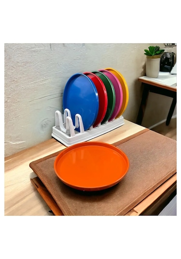 6 Lı Metal Renkli Sunum Servis Tepsisi Tepsi 24cm