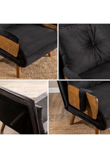 Pafu Cosmo Tekli Katlanır Yataklı Koltuk - Soho Siyah Siyah