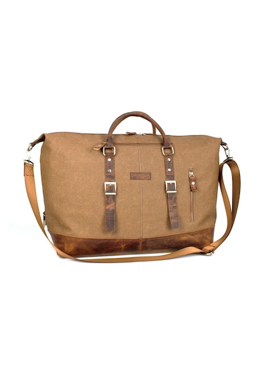 Hakiki Deri Kanvas Taba Seyahat Ve Spor Çantası El Valizi Taba