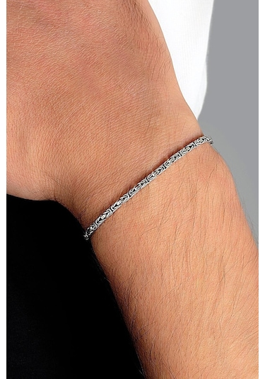 925 Ayar Gümüş 2 Mm Kral Erkek Bileklik 19 Cm