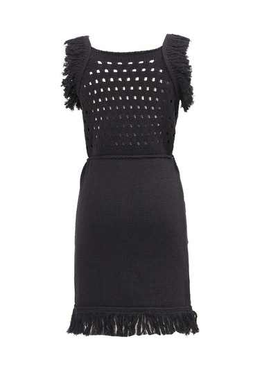 Peraluna Mıyokı Dress %100 Pamuk Diz Hizası Yazlık Kadın Triko El Antrasit