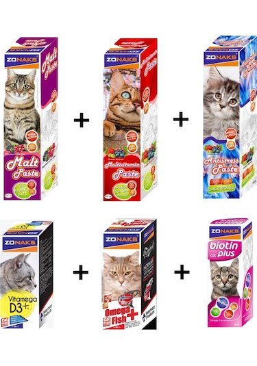 Zonaks Premium Yetişkin Kedi Malt ve Vitamin Seti 6'lı