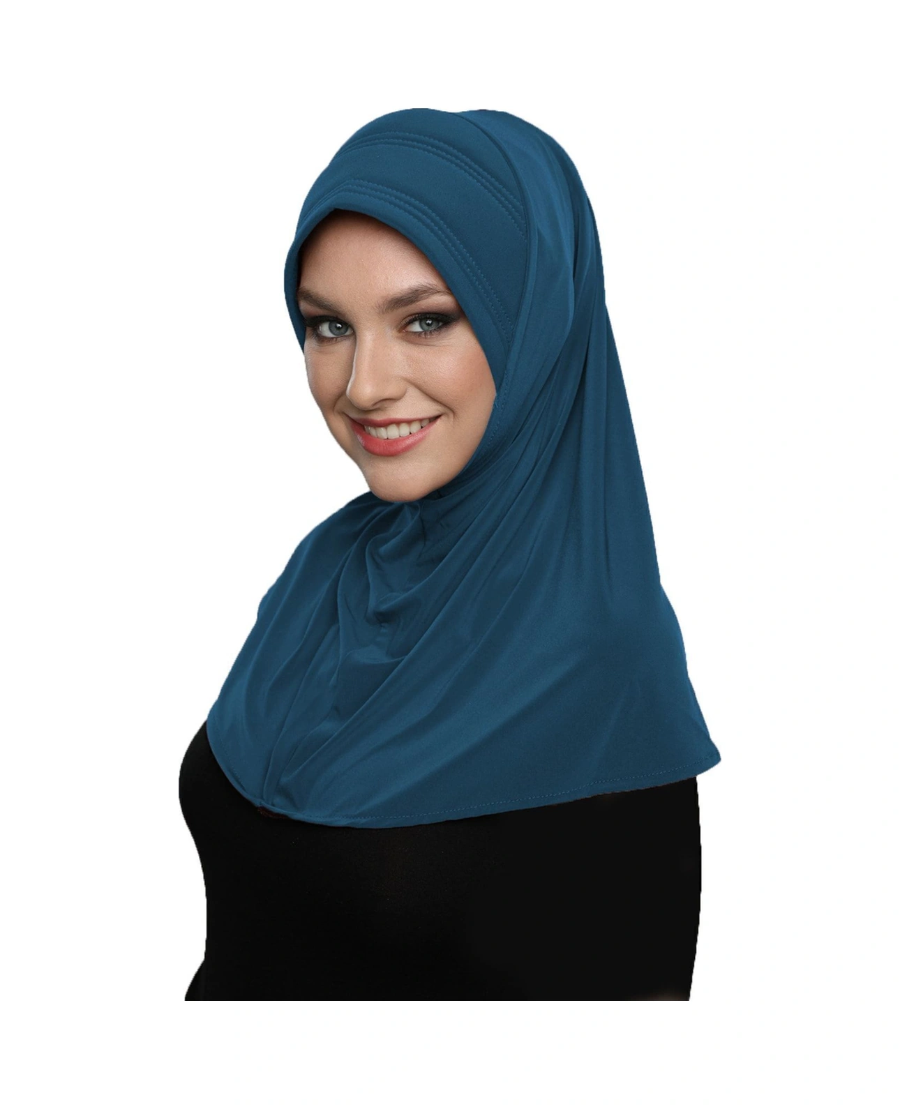 Takmatik Sade Petrol Hazır Türban Tesettür Havuz Bonesi Namaz Örtüsü Petrol