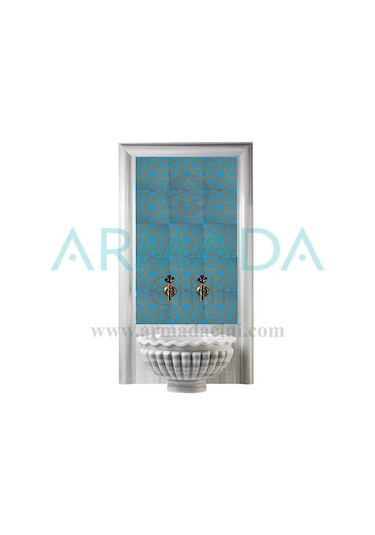 Armada Çini 60X100 CM Sp 89 Turkuaz Metalik Serigraf Türk Hamamı