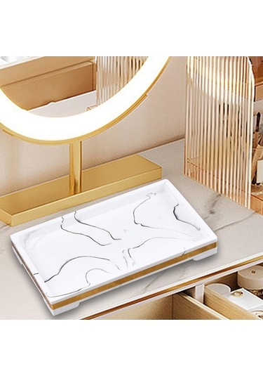 Pazly Vanity Tepsisi Tepsi Suntek Mutfak Mermer Dekoratif Beyaz Banyo Uy Beyaz