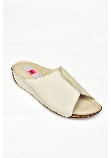 Fox Shoes P555064003 Bej Hakiki Deri Kadın Terlik Bej