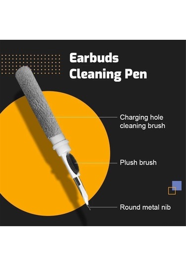 Skycity Beyaz Bluetooth Kulaklık Temizleme Kalemi - 3'lü Fonksiyonlu Fırça+metal Uç+yün - Airpods, Xiaomi, Huawei Uyumlu