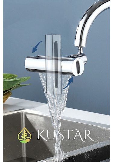 Kustar Krom Tasarruflu 4 Modlu Şelale Ayarlanabilir Musluk Başlığı Mutfak Eviye Bataryası Lavabo Bataryası