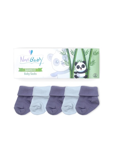 Novibaby 5'li Bambu Yenidoğan Bebek Çorabı I Cloudy I 0-6 ay "Karışık Renkli"