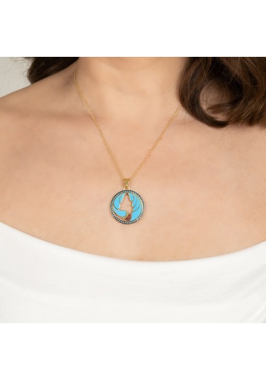 Kayra Mücevher Mineli Kova Burcu Altın Kaplama Kolye