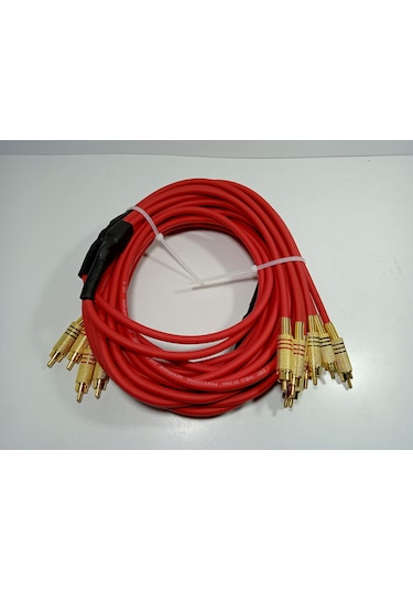 Amfi Rca Kablosu El Yapımı 4 Giriş 8 Çıkış Bakır Kablo- 5 Metre