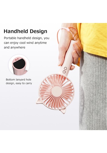 Folinda Mavi Elden Tutulan Mini Fan: 3 Seviye Hız Ayarı, Hafif Taşınabilir, Düşük Gürültü Ve Işıklı Ambiyans Işığı Mavi