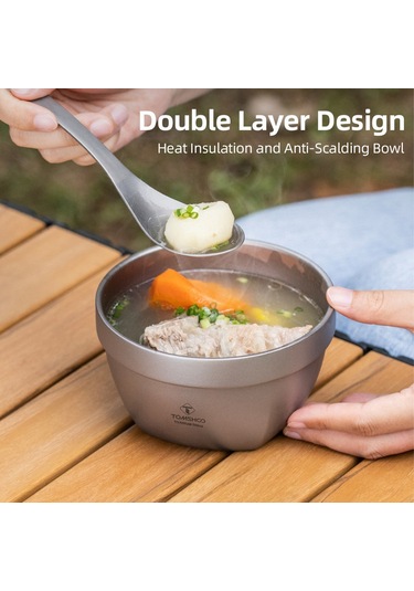 Tomshoo Ultralight Ti Çift Katmanlı Kase Açık Kamp Piknik Pirinç Gümüş