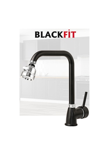 Siyah Delta Mutfak Bataryası Oynar Başlıklı Mutfak Musluğu Eviye Bataryası Çift Su Girişli Siyah