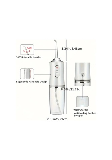 Willowhaven Pembe Kablosuz Şarjlı Diş İpi 4 Nozzle 360 Döner Başlık