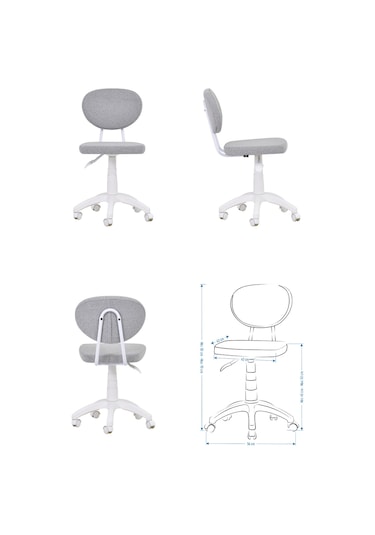 Vilinze Biga Çalışma Ofis Masası Ve Deniz Çalışma Ofis Sandalyesi Set - 60x90 Cm Gri