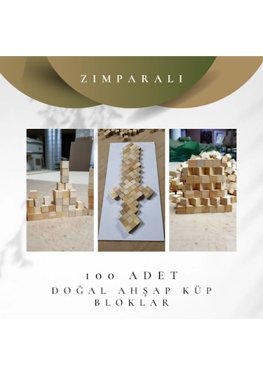 Doğal Ahşap Çam Küp Bloklar 100 Adet 2x2x2cm