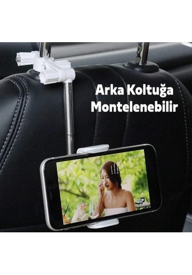 Zhltools Araç İçi Dikiz Aynası Telefon Tutucu Teleskopik Telefon Tutacağı Beyaz Beyaz