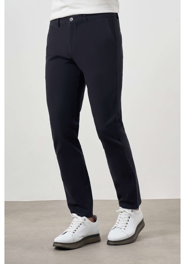 Erkek Lacivert Pamuk Yan Cep Slim Fit Chino Pantolon 24ks003016200 Lacivert