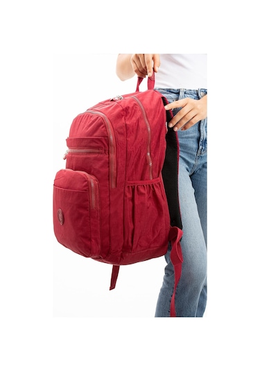 Ultra Hafif Çok Cepli Su Geçirmez Sırt Çantası Unisex Kırmızı Model: 571-1b - Krem