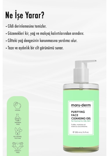 Maruderm Karma ve Yağlı Ciltlere Özel Salisilik Asit Yüz Yıkama Jeli 200 ML