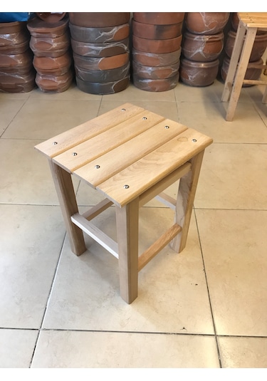 Ahşap Tabure Gürgen Ağacı 40 Cm